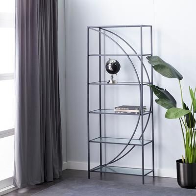 Studio 350 Black Metal 6 Shelves Shelving Unit - 28 x 14 x 70