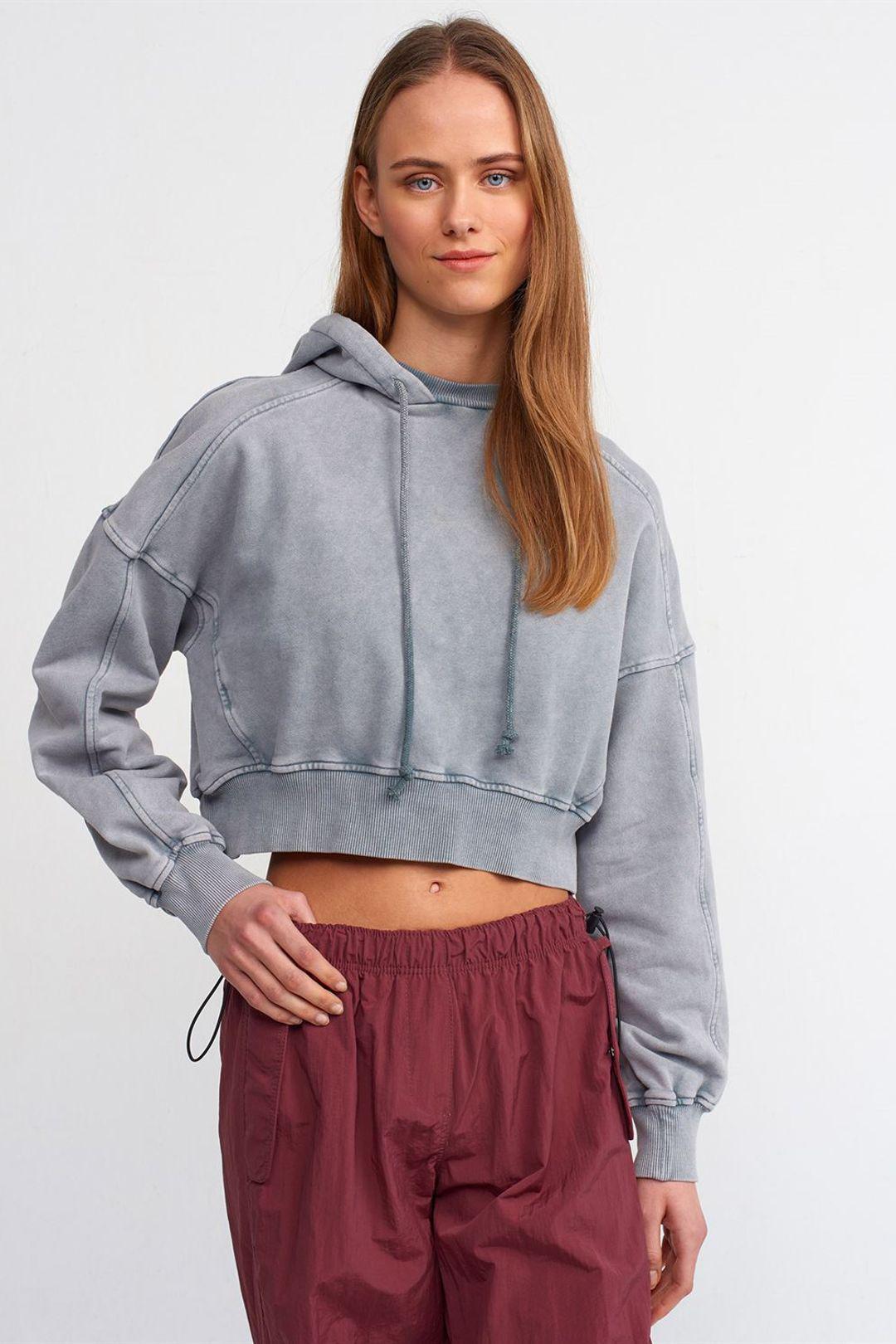 Damen Oversized Cropped Kapuzensweatshirt