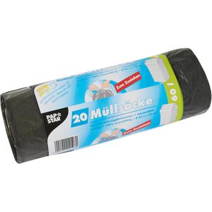 Papstar Müllsäcke 60 Liter, mit Zugband, stark, grau, 20 Stück