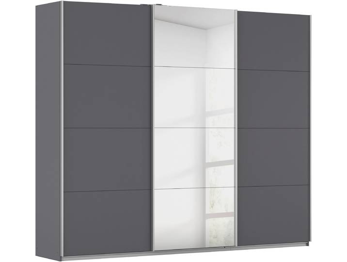Schwebetürenschrank RAUCH Kleiderschrank Schrank Garderobe Wäscheschrank Ankleide KULMBACH , grau (graumetallic), B:271cm H:230cm T:62cm, Holzwerkstoff, Schränke, Schwebetürenschrank, in 2 Höhen erhältlich, mit Metallgriffleisten MADE IN GERMANY