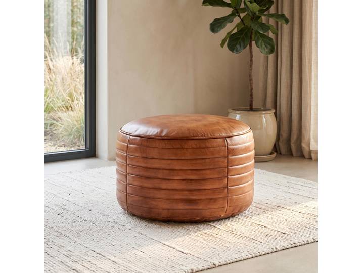 Pouf rond en cuir - Savoy