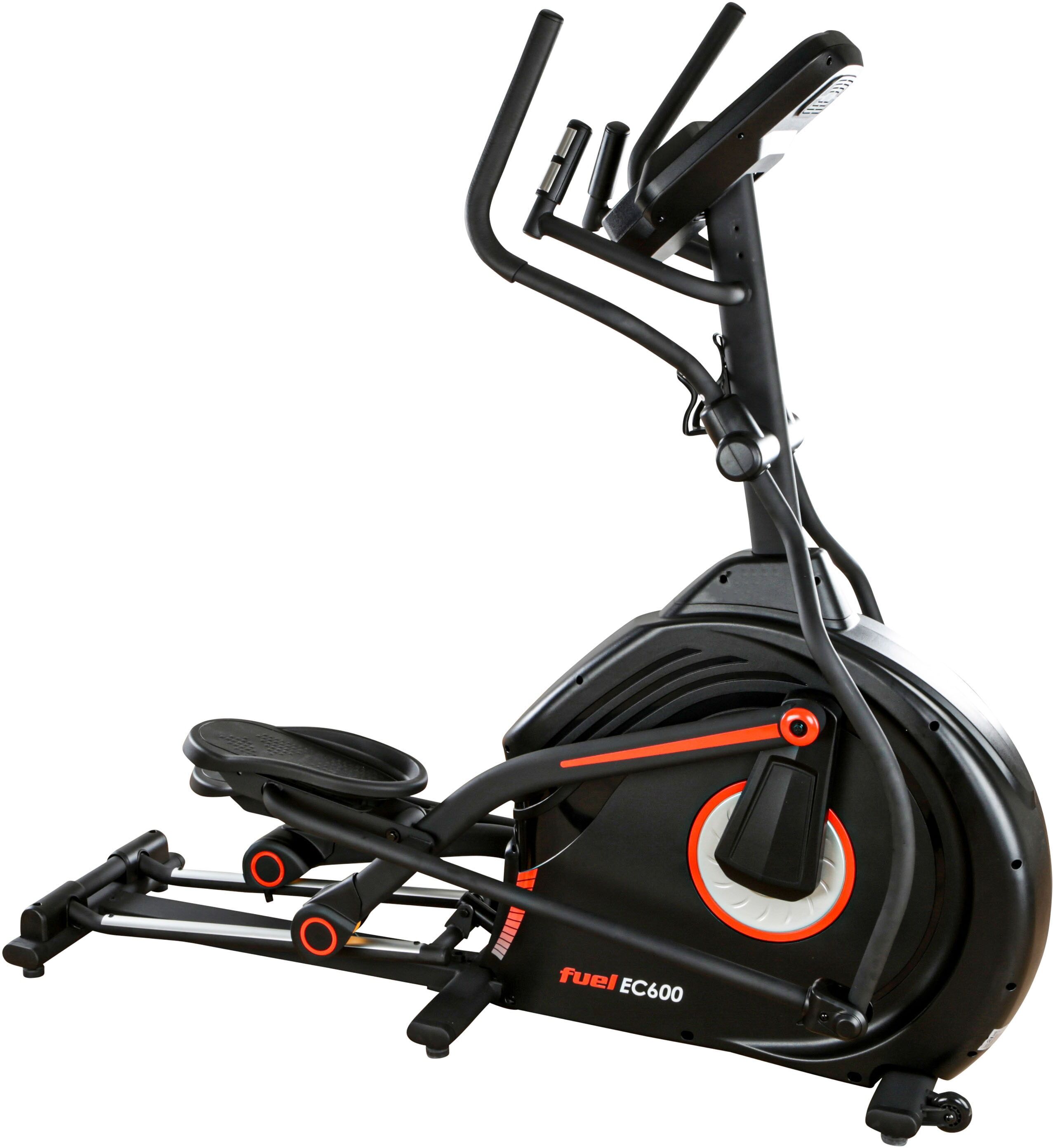 Crosstrainer FUEL FITNESS "EC600 Crosstrainer mit Steigung", schwarz, Crosstrainer, ohne Unterlegmatte, Crosstrainer, 150 kg max. Benutzergewicht, 32 Widerstandsstufen, B:57cm H:162cm L:172cm schwarz ohne Unterlegmatte