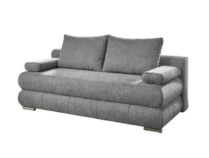 Schlafsofa grau Bettkasten ausziehbar Federkern 199 cm - BORNA