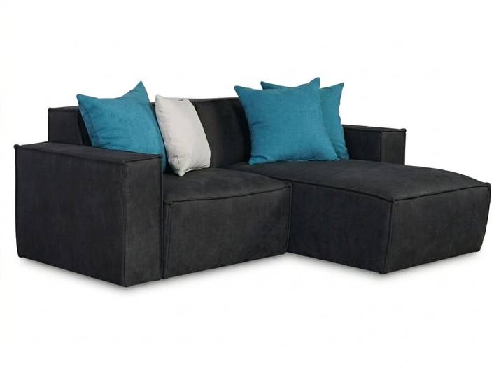JVmoebel Ecksofa Schwarzes modernes L-förmiges Ecksofa kompaktes Stoffsofa Wohnzimmer, 1 Teile, Made in Europa
