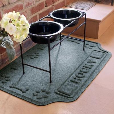 Bungalow Dba Matterly Drool Hog Large Personalized Pet Mat 33 x 22, 33 x 22, Slate Blue
