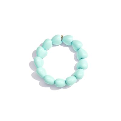 Perlenarmband ADELIA´S "Armband Perlenarmband mit Herzperlen, 17 cm", grün (mint), Armbänder, Damen, 17cm, Edelstahl, Perlenarmband, Modeschmuck mit 13 herzförmigen Perlen