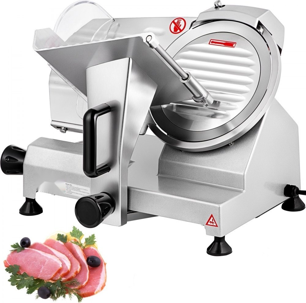Kommerzielle Elektro-Aufschnittmaschine 200 W - Fleisch- und Lebensmittelschneider - 20,32 cm Kohlenstoffstahlklinge - Einstellbare Dicke 0-12 mm - Für Fleisch, Käse, uvm.