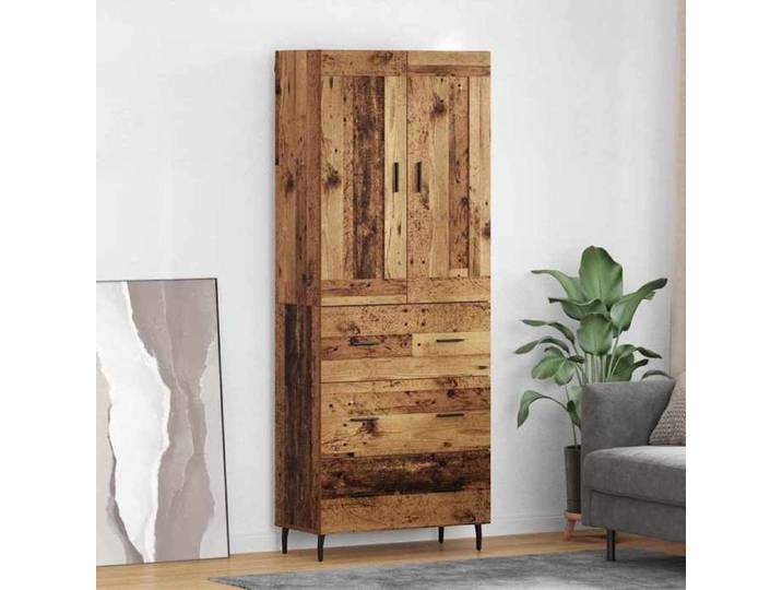 (ON SALE)Enfilade - Vitrine Buffet haut - Haut Armoire - 2 pcs Bois Ancien Bois Aggloméré et Verre @FR2234030