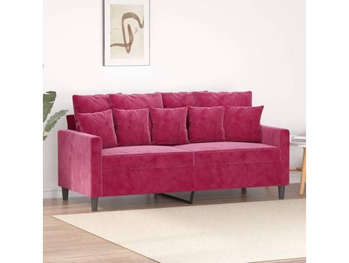 HEFZGDB Weinrotes 2-Sitzer-Sofa 140 cm Samt Stoffbezug Modernes Wohnzimmer Möbelstück mit Metallgestell Bequeme Polsterung für Entspannung und Gemütlichkeit Langlebiges Design