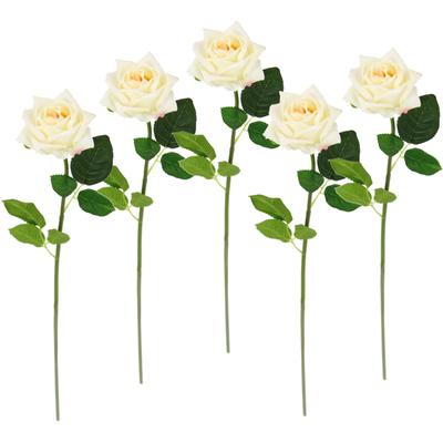 Kunstblume I.GE.A. "Rose", weiß, B:9cm H:45cm L:10cm, Kunstpflanzen, 5er Set künstliche Rosen, Seidenrosen, Bouquet, Kunstzweig, Kunstrose