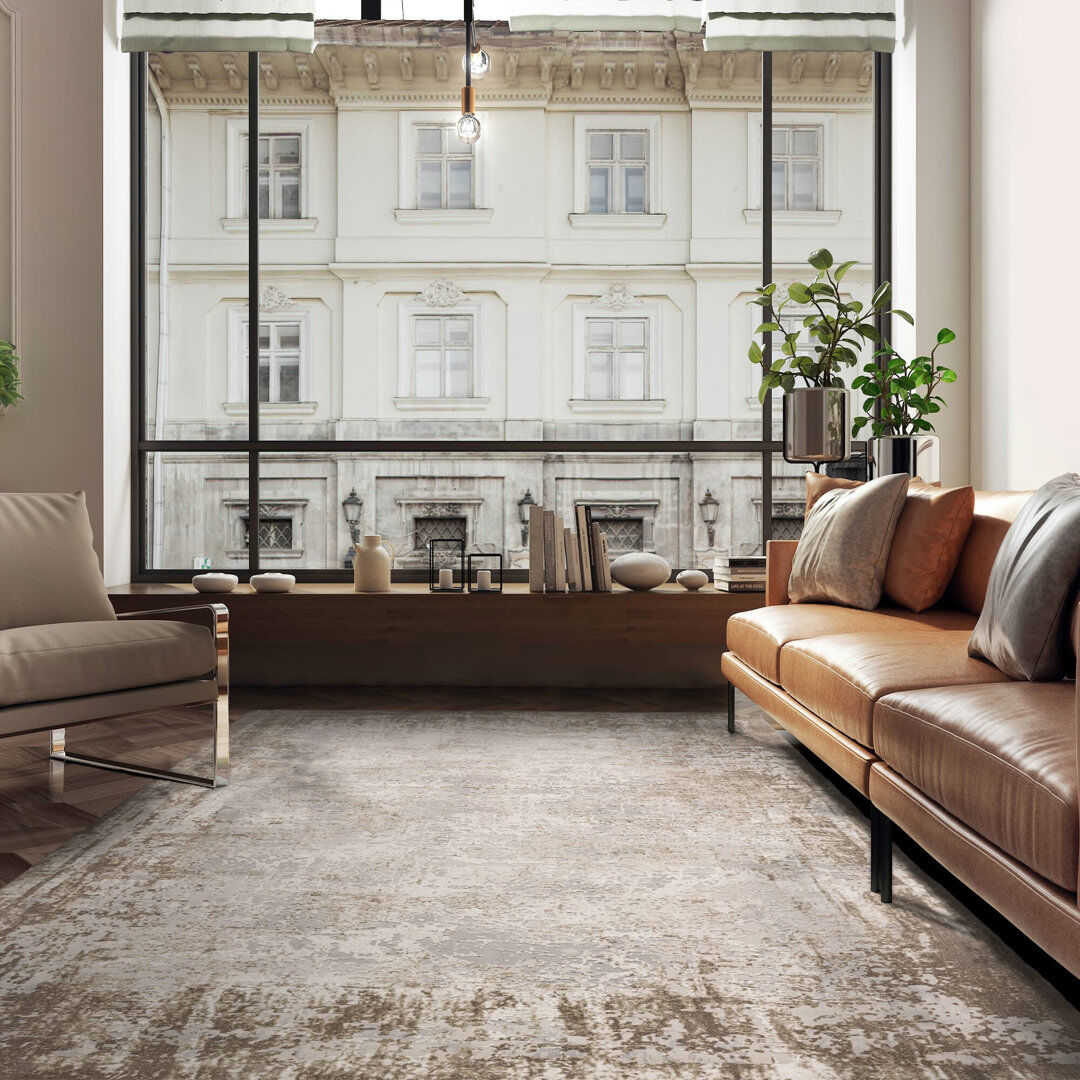 Rio Abrienne Soft Shiny Border Beige Rug Beige Rectangle 80 x 150cm