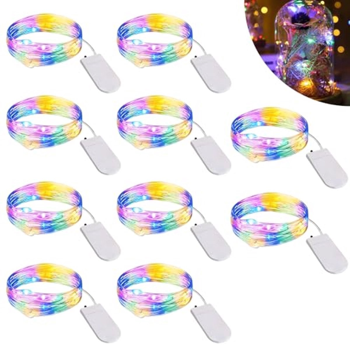 Mini LED Lichtketting 2m - 10 Stuks Waterdichte Batterijverlichting voor Feest en Decoratie