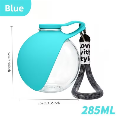 Market Central Portable Dog Water Bottle With Leak Proof Bowl And Food Container blue