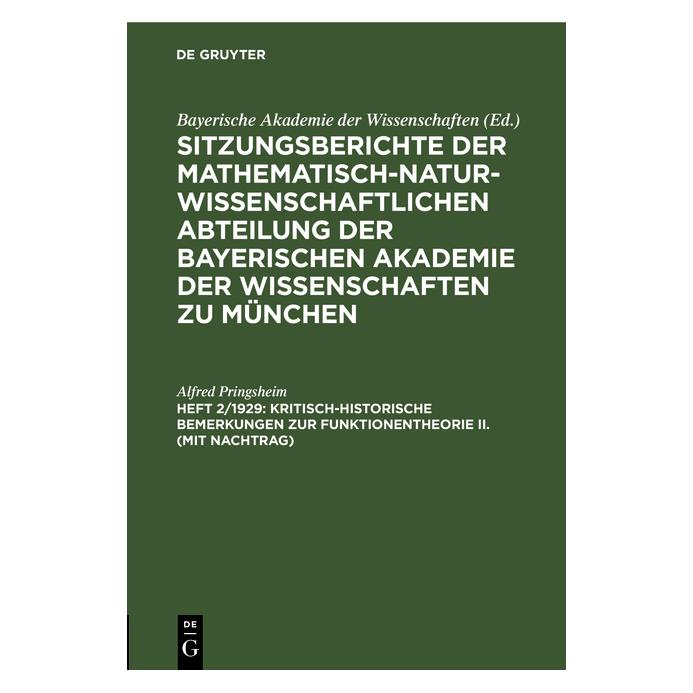 De Gruyter Pringsheim:Kritisch-historische Bemerku (Deutsch, Hardcover, Alfred Pringsheim) (67777971)