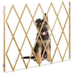 Relaxdays Ausziehbares Hundeabsperrgitter in Natur Hellbraun