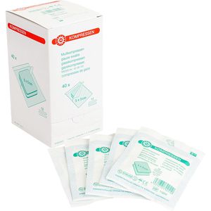 Nobamed Mullkompressen 712205, aus Baumwolle, steril, fusselfrei, mit Falzkanten, 12-lagig, 5 x 5 cm, 80 Stück