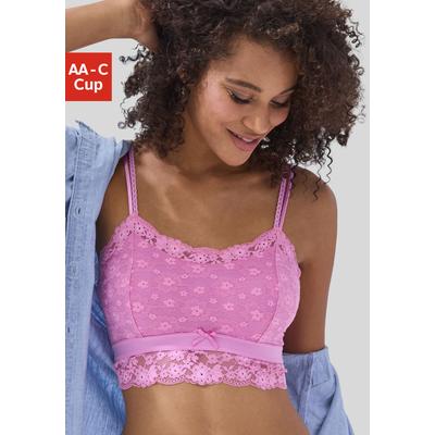 Bralette-BH VIVANCE "BH ohne Bügel, Longline BH, Spitzen-BH, Anisa", Damen, Gr. 85, Cup A, pink, Spitze, Obermaterial: 86% Polyamid, 14% Elasthan, BHs, aus blumiger Spitze, sexy Dessous, sexy Unterwäsche Damen
