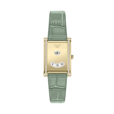 Quarzuhr EMPORIO ARMANI, grün, Armbanduhren, Damen, Quarzuhr, Armbanduhr, Lederarmband, analog, Glassteine