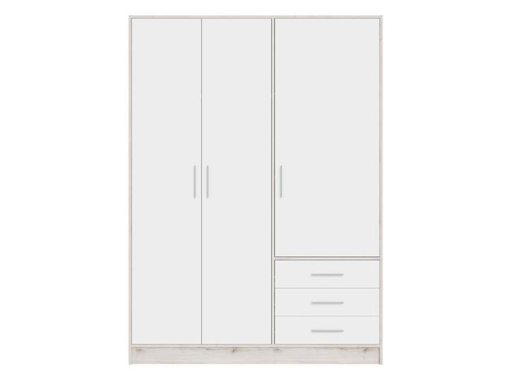 Kleiderschrank Drehtürenschrank Jupp , mit Schubkästen , Sandeiche / weiß , 144,6 x 200 x 60 cm , Sanduhrgriff
