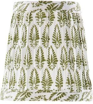Isla Block Print Pleated Tall Chandelier Shade - Sage - Ballard Designs