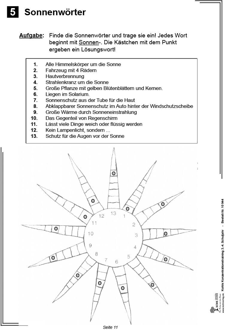 KOHL Verlag Mein tägliches Konzentrationstraining, 3./4. Schuljahr