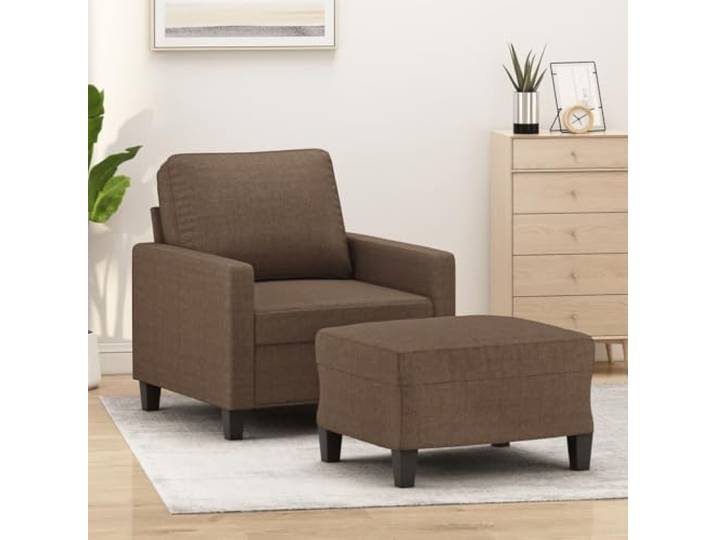 HEFZGDB Sessel mit Hocker Braun 60 cm Stoff Strapazierfähig Robustes Gestell Bequeme Sitzfläche Vielseitiger Fußhocker Modernes Design Atmungsaktiv Langlebig Für Wohnzimmer