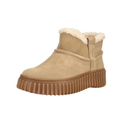Stiefelette CLARKS "Clarks Stiefelette Veloursleder", Damen, Gr. 39,5, beige (sand), Veloursleder, Schuhe Stiefelette