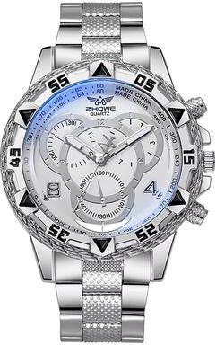 USA Free Shipping Shop Executive Mens Business Watch With Large Dial Analog Quartz Movement silver White