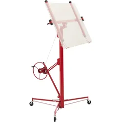 VEVOR Plattenheber bis max. 68 kg, 4877 mm Höhe, Gipskartonheber mit verstellbarem Teleskoparm, Rigipsplatten, Trockenbau-Heber, Panelheber, Hebezeug, Werkzeuge, für Decken- & Wandmontage (Rot)