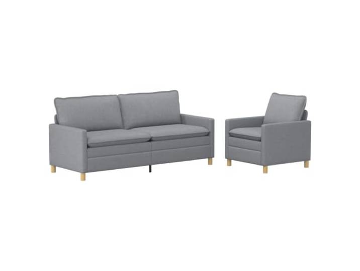 Coespram Couch Set 2-Teilig Hellgrau Stoff Sofagarnitur Wohnzimmer Moderne 2er und 1er Sofagarnitur mit schaumstoffgepolsterten Kissen und abnehmbarem Bezug für Wohnzimmer und Lounge.