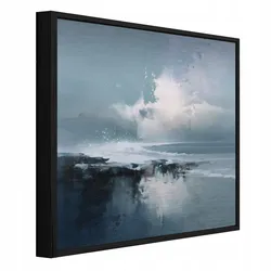 BILDER mit Rahmen Meer Abstraktion Blau 50x50 cm