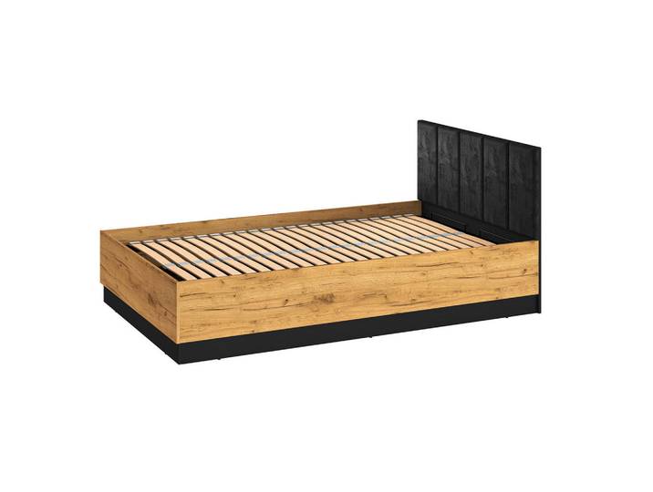 Feldmann-Wohnen Bett Colt schwarz / Craft Gold Eiche 126 / 208 / 90cm, Braun, Quadratisch, 120x200 cm, Schlafzimmer, Betten