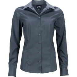 James & Nicholson Damen Popeline Business Bluse langarm JN641 carbon M
