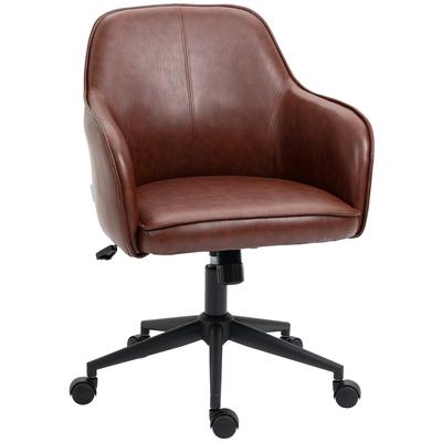 MODFU Bürostuhl aus Kunstlederoptik Braun mit Wippfunktion und Höhenverstellung