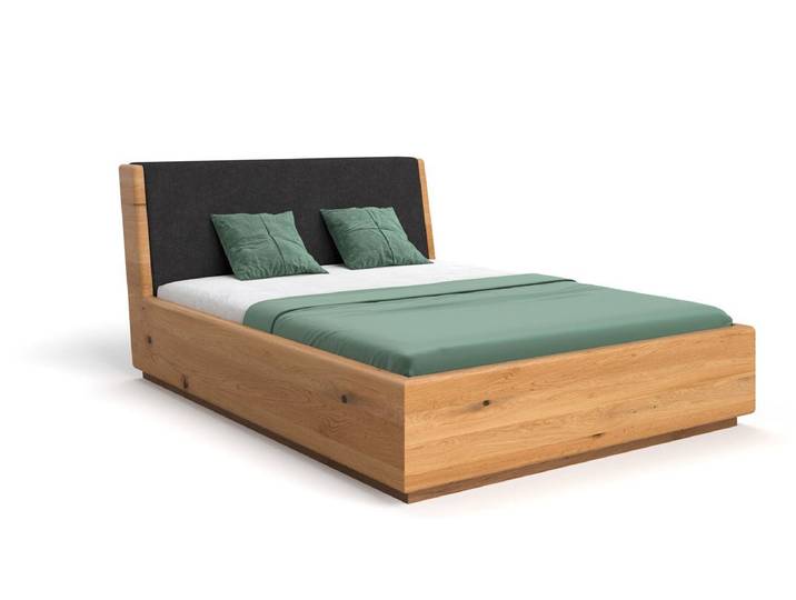 Designer Holzbett Cassian aus massiver Eiche mit Stauraum - Anthrazit - 160x220 - Wachsöl - Luxusbetten24