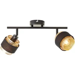 Brilliant, Deckenstrahler, Grove Spotrohr 2flg schwarz gold Mass: 16.9x50.3 (E14)