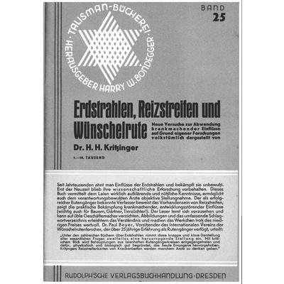 Erdstrahlen, Reizstreifen und Wünschelrute, Taschenbuch von H.H. Kritzinger, Sarastro, 978-3-943233-62-9