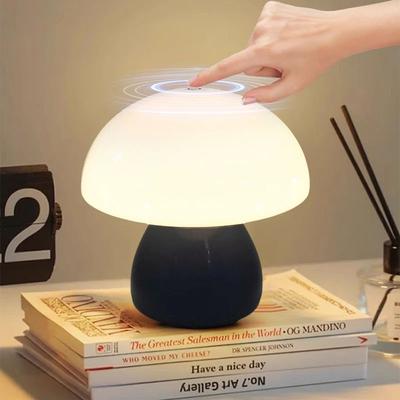 Inspired Living Nordic Rechargeable Table Lamp Touch Bedside LED Desk Lamp With Mushroom Design yellow