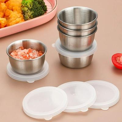 Uplift Essentials 1.3oz Leakproof Salad Dressing Cup Stainless Steel Small Sauce Container With Flexible Silicone Lid 6 Pieces Set 1.3oz Leakproof Salad Dressing Cup Stainless Steel Small Sauce Container With Flexible Silicone Lid 6 Pieces Set