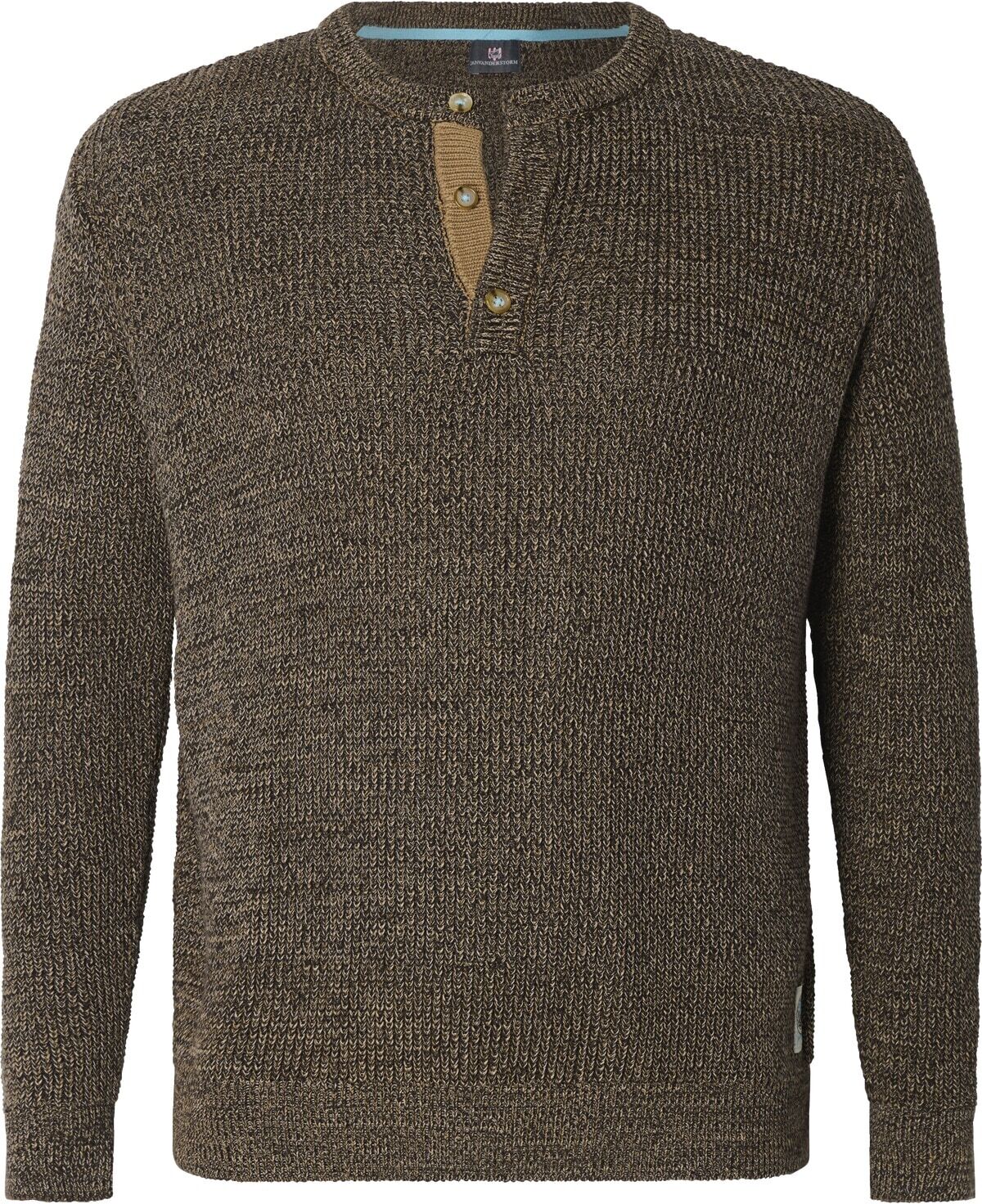 Strickpullover JAN VANDERSTORM "Pullover TJUSE", Herren, Gr. 6XL, beige (braun melange), Obermaterial: 100% Baumwolle CO., Pullover Strickpullover