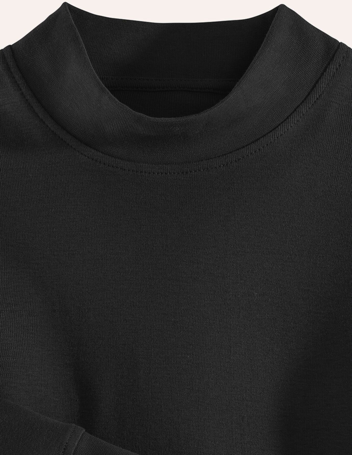 Walbusch Langarm-Shirt Stehkragen, , Farbe Schwarz, 56, reine Baumwolle angenehm weicher Griff Herren