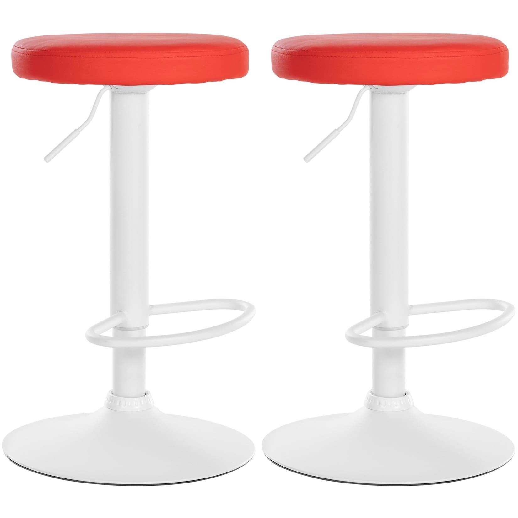 CLP 2er Set Barhocker Ponte Kunstleder weiß Farbe: rot, Material Gestell: Metall matt weiss