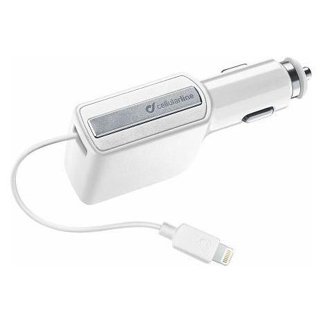Cellularline Retractable Power 60W 120cm 1x USB Type-C und 1x Type-A inkl. Kabel schwarz (60 W, 2 Ports) (USBDATAROLLER5A1MK)