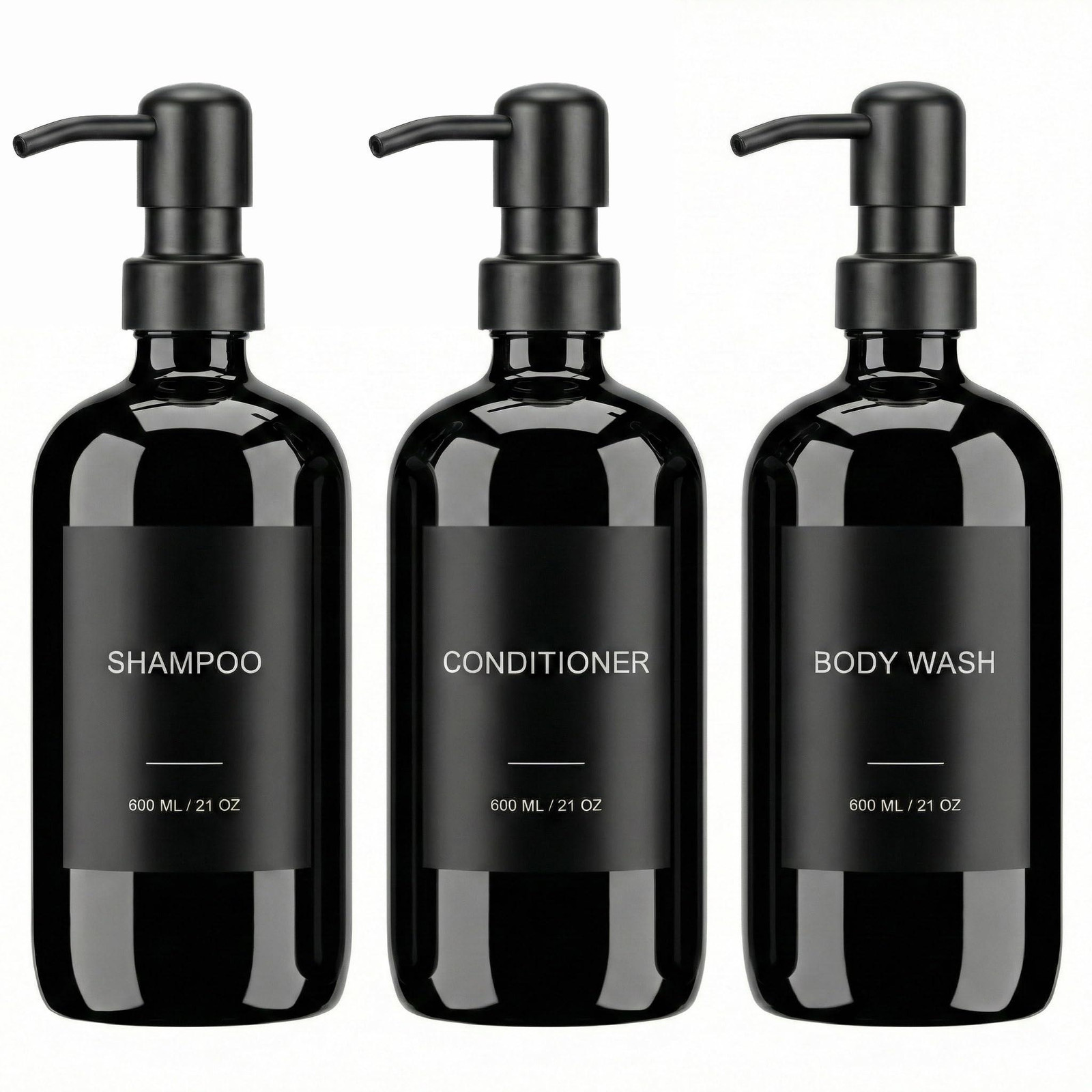 Merkloze Shampoo en Conditioner Dispenser Set met RVS Pomp