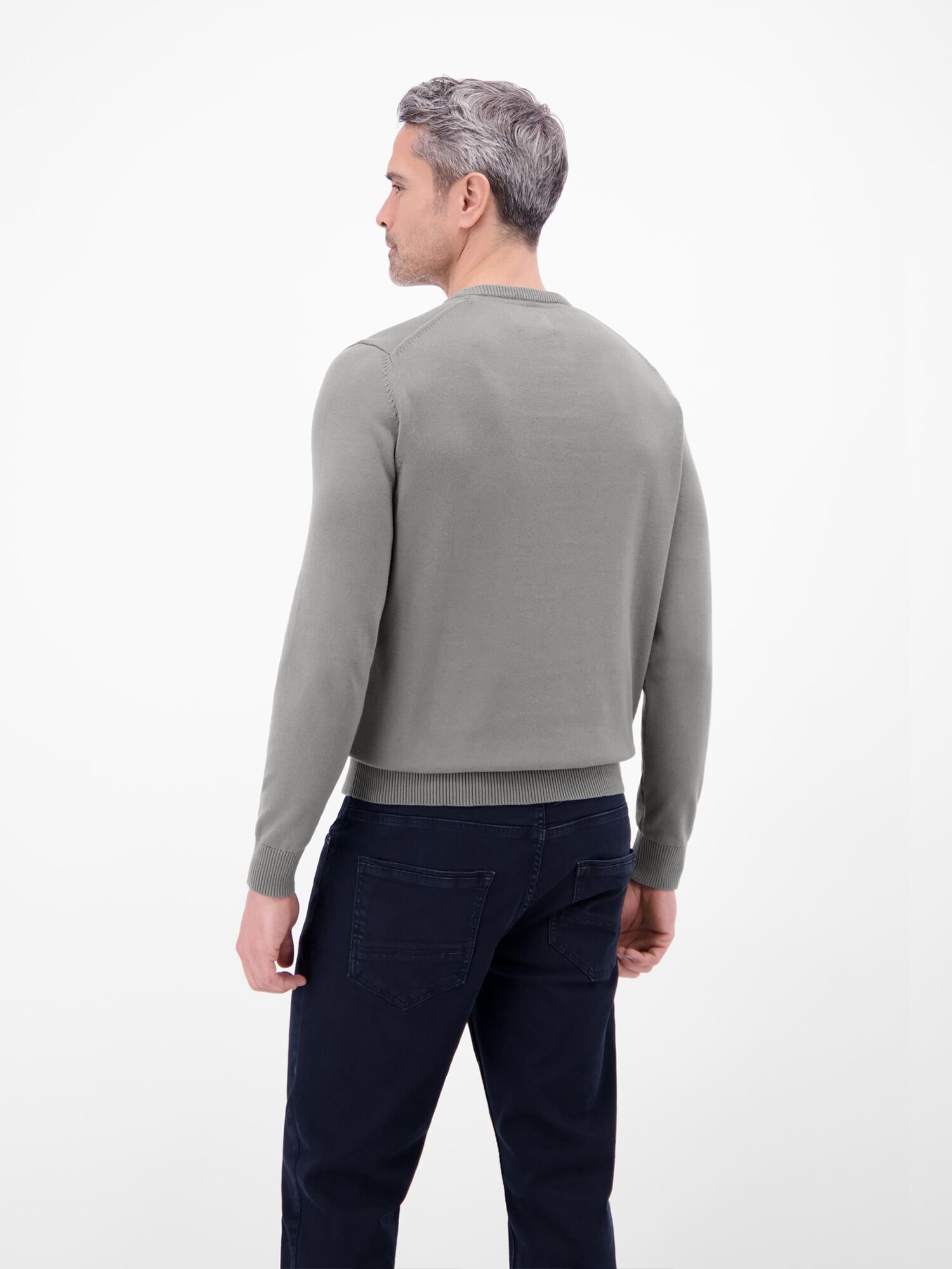 Strickpullover LERROS "Herren Strickpullover aus Baumwolle mit Crewneck Ausschnitt", Herren, Gr. S, grau (basalt grau), 100% Baumwolle, Pullover Strickpullover, Weicher Strick-Pullover, Rundhalsausschnitt, lange Ärmel, pflegeleicht basalt grau S