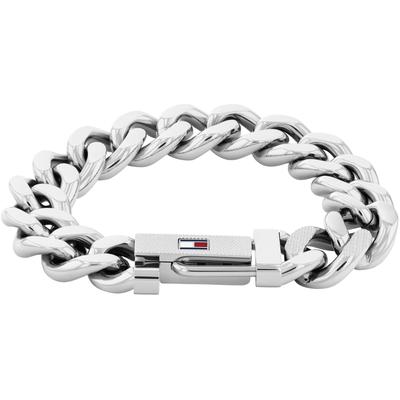 Armband TOMMY HILFIGER "WILD", silber (edelstahlfarben), Armbänder, Herren, 19cm, Edelstahl, Armband, mit Emaille