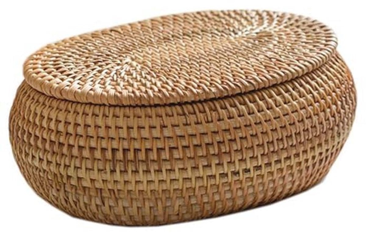 Ovale decoratieve mand met deksel - Organiseerder van katoenen touw voor jouw interieur