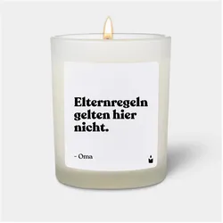 Chatty Candles, Duftkerzen, Duftkerze Woody Elternregeln gelten hier nicht. - Oma