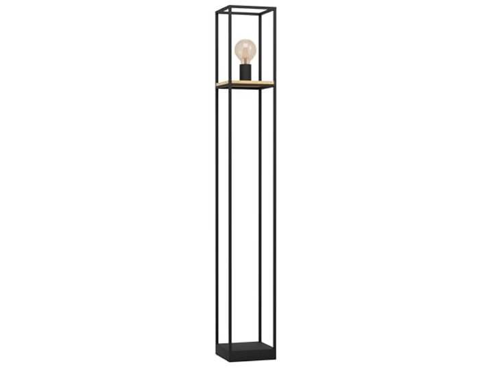 Eglo Lampadaire sur pied Libertad\, luminaire en métal noir et bois naturel lampe de salon avec interrupteur à pied\, douille E27