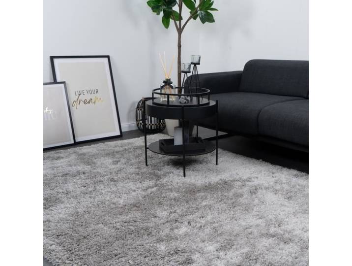 CONSILIO CONCEPT 120 x 170 Tapis Salon Argent Mona Shaggy à poils longs fait main moderne